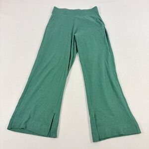 Pact Wide Leg Lounge Pants Women Size M Green Excellent Organic Cotton Slit Hem